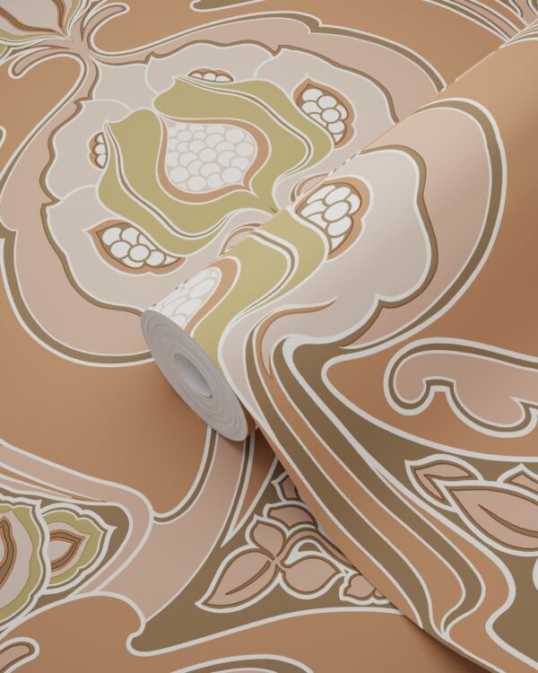 ESTAhome tapeet vintage lilled art nouveau stiilis - terrakota ja roosa