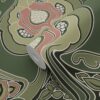 ESTAhome tapeet vintage lilled art nouveau stiilis - tume roheline