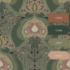 ESTAhome tapeet vintage lilled art nouveau stiilis - tume roheline
