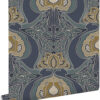 ESTAhome tapeet vintage lilled art nouveau stiilis - hallikas vintage sinine