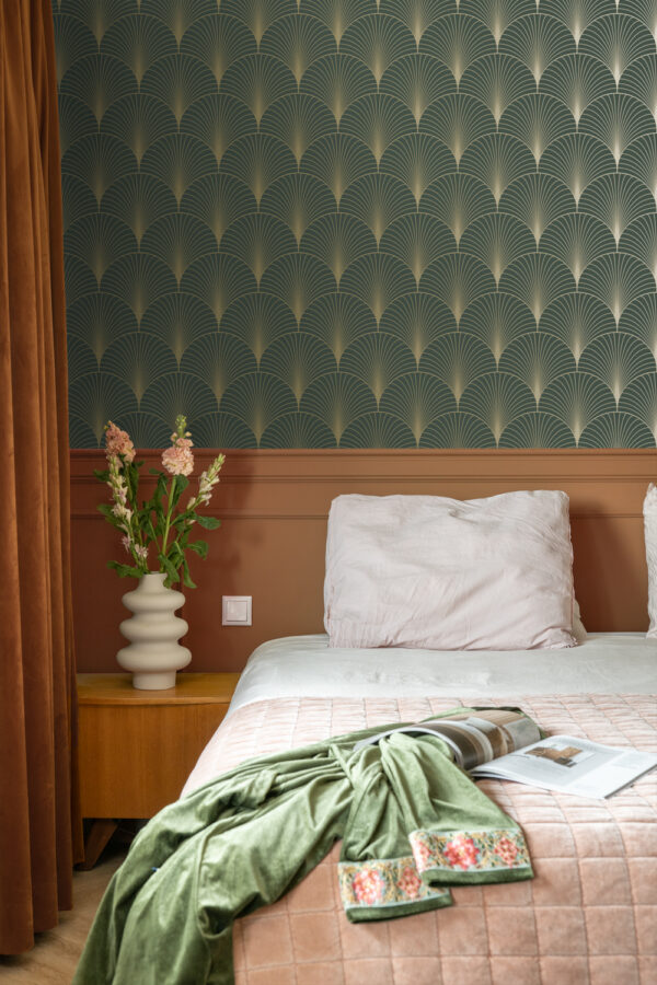 ESTAhome art deco motiiv - tume roheline ja kuld