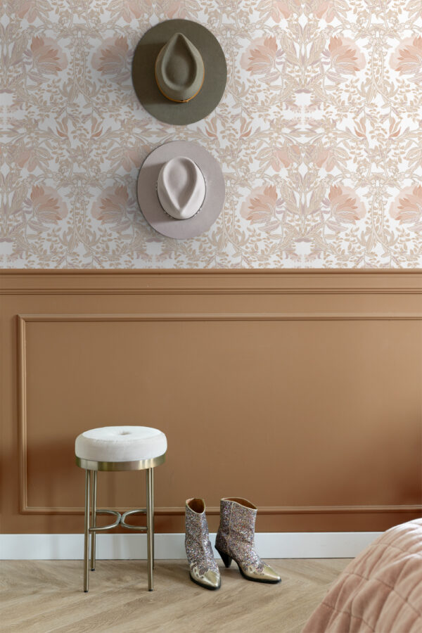 ESTAhome tapeet vintage lilled art nouveau stiilis - liivbeež ja hele terrakota