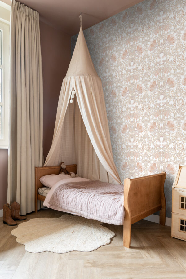 ESTAhome tapeet vintage lilled art nouveau stiilis - liivbeež ja hele terrakota