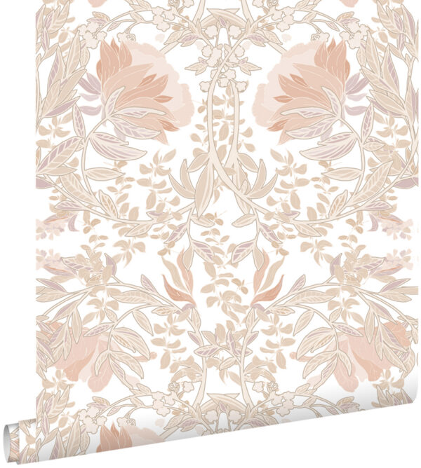 ESTAhome tapeet vintage lilled art nouveau stiilis - liivbeež ja hele terrakota