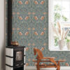 ESTAhome tapeet vintage lilled art nouveau stiilis - tuhmunud vintage sinine