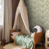 ESTAhome tapeet vintage lilled art nouveau stiilis - hallikasroheline ja terrakota