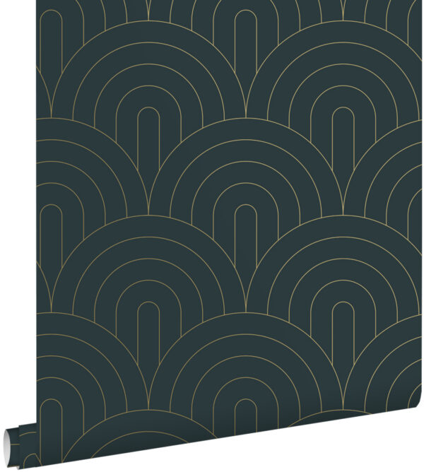 ESTAhome tapeet art deco motiiv - tumesinine