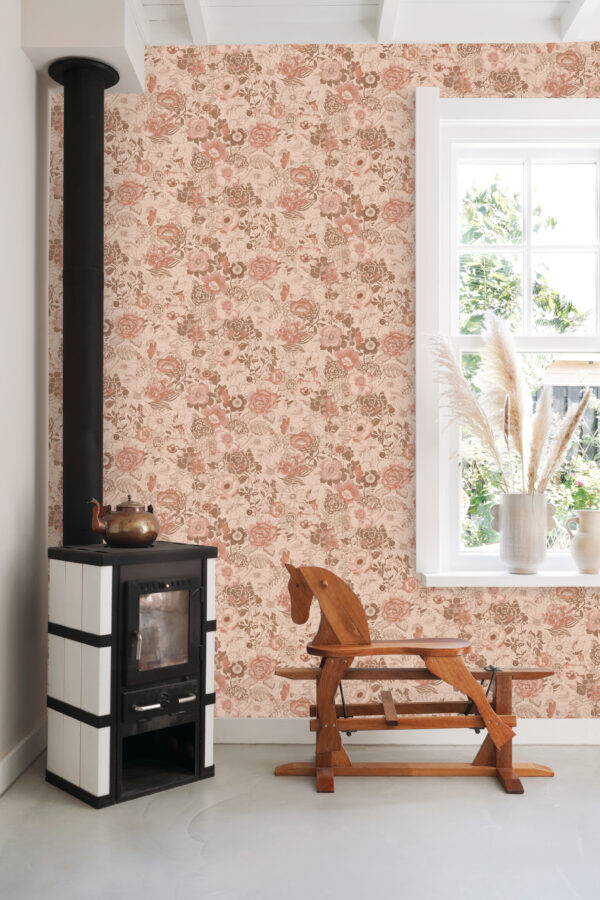 ESTAhome tapeet vintage lilled terrakota roosa
