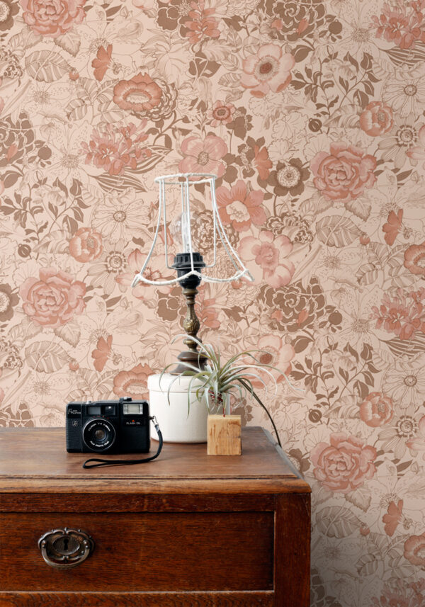 ESTAhome tapeet vintage lilled terrakota roosa