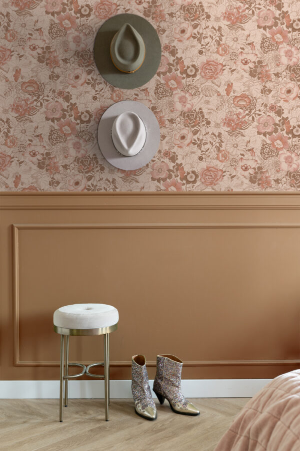 ESTAhome tapeet vintage lilled terrakota roosa