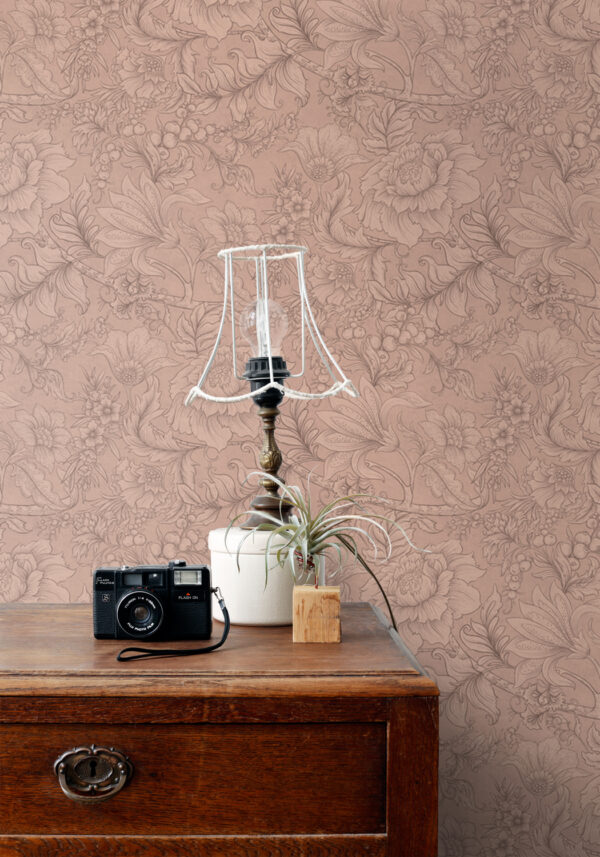 ESTAhome tapeet lillemotiiv terrakota roosa