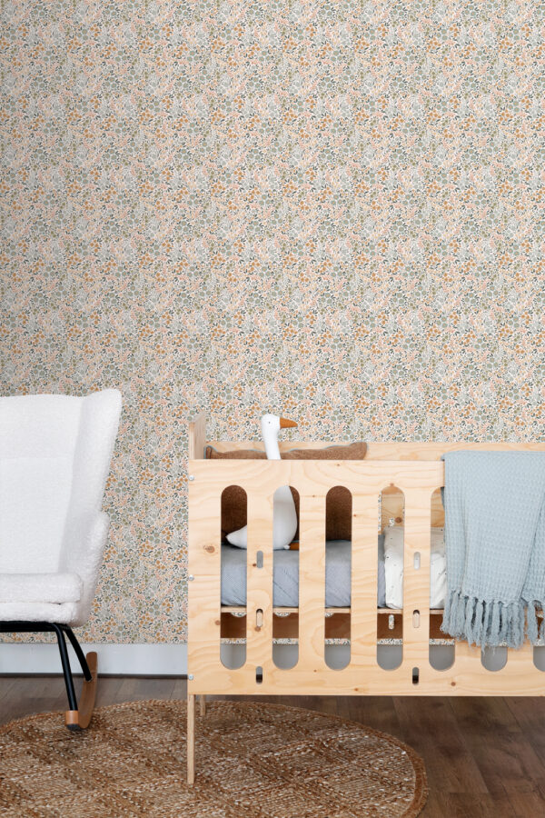 ESTAhome lillemotiiv tapeet - hallikas sinine, terrakota roosa ja roheline
