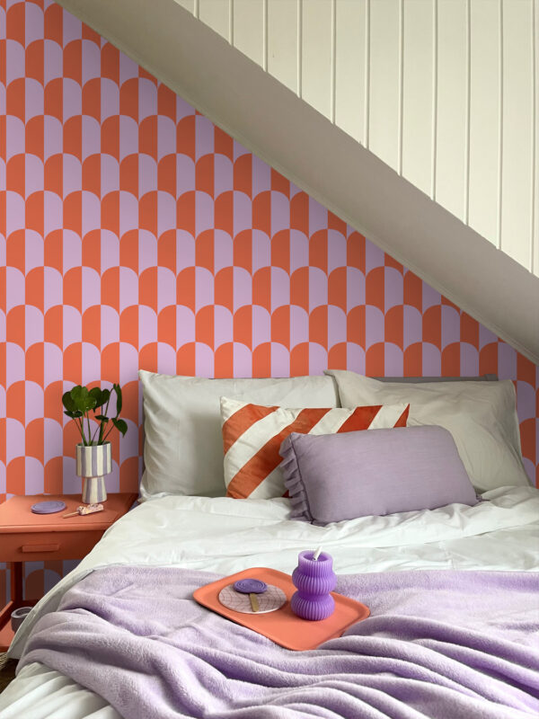 ESTAhome art deco kaared tapeet - lilla ja oranž