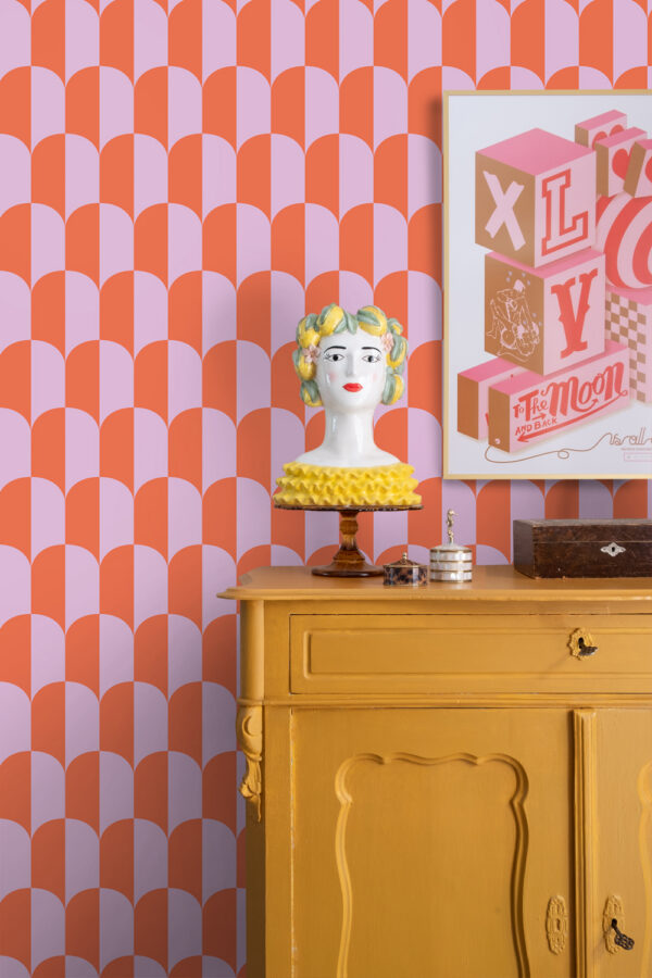 ESTAhome art deco kaared tapeet - lilla ja oranž