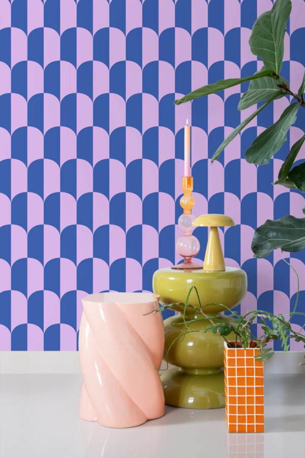 ESTAhome tapeet art deco kaared - lilla ja kuninglik sinine
