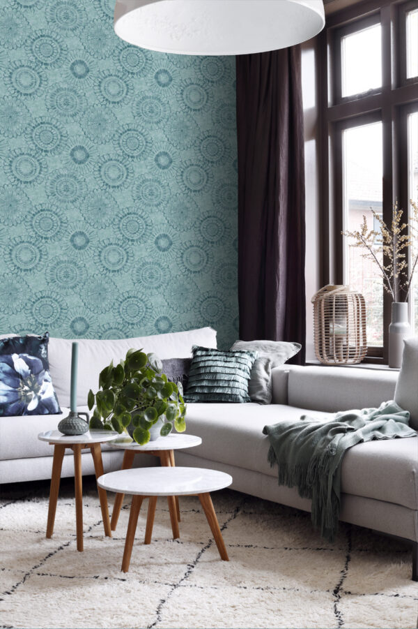 ESTAhome tapeet lilled - aqua roheline