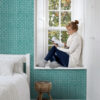ESTAhome geomeetrilised kujundid tapeet - tume aqua roheline
