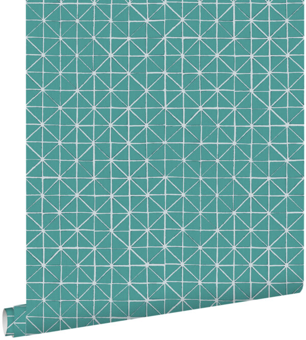 ESTAhome geomeetrilised kujundid tapeet - tume aqua roheline