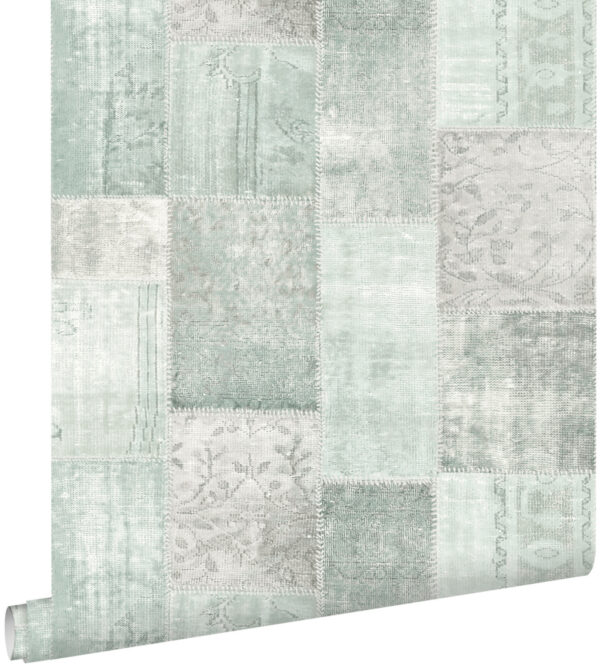 ESTAhome tapeet orientaalne ibiza marrakech kelim patchwork vahekaart - mündiroheline