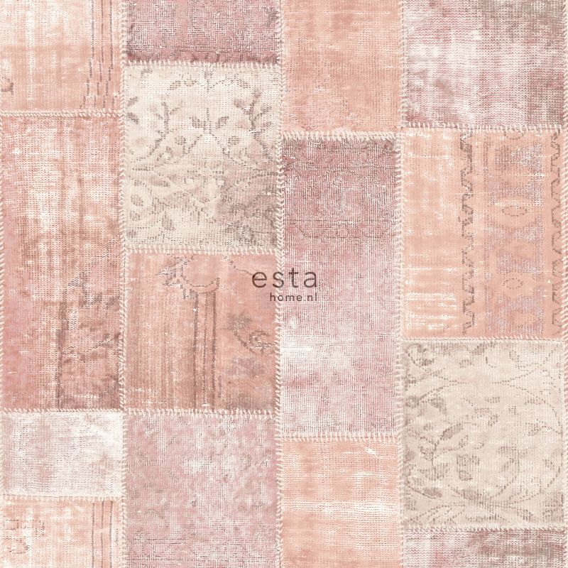 ESTAhome tapeet idamaine ibiza marrakech kelim patchwork vaip - virsikuoranž ja roosa
