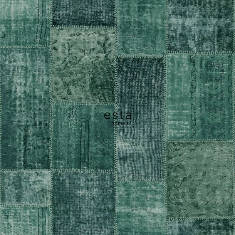 ESTAhome tapeet orientaalne ibiza marrakech kelim patchwork vahekaart - smaragdroheline