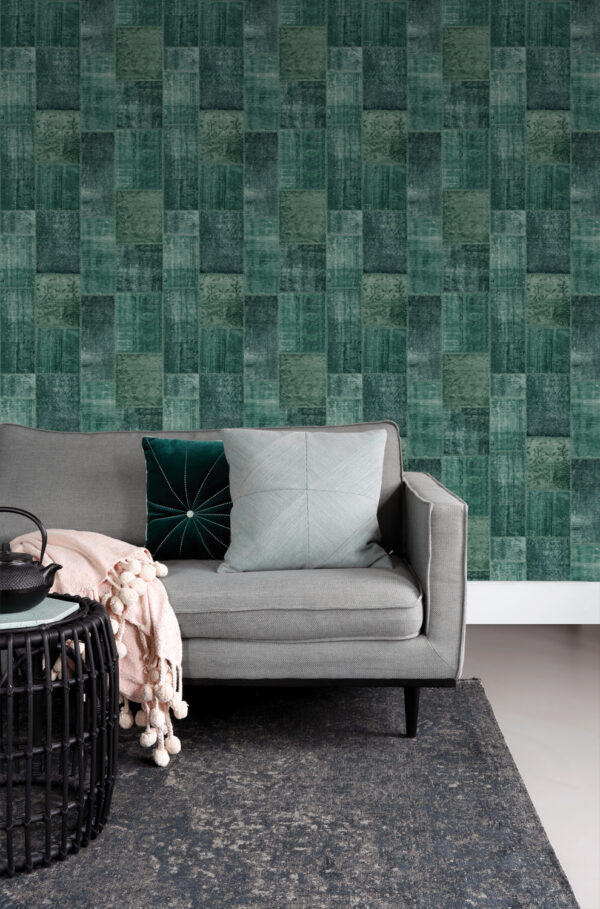 ESTAhome tapeet orientaalne ibiza marrakech kelim patchwork vahekaart - smaragdroheline