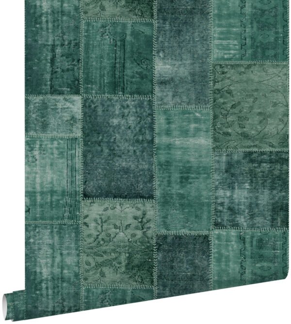 ESTAhome tapeet orientaalne ibiza marrakech kelim patchwork vahekaart - smaragdroheline