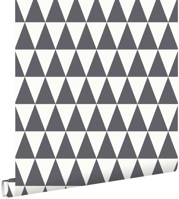 ESTAhome tapeet geomeetrilised kolmnurgad - tumehall ja mattvalge