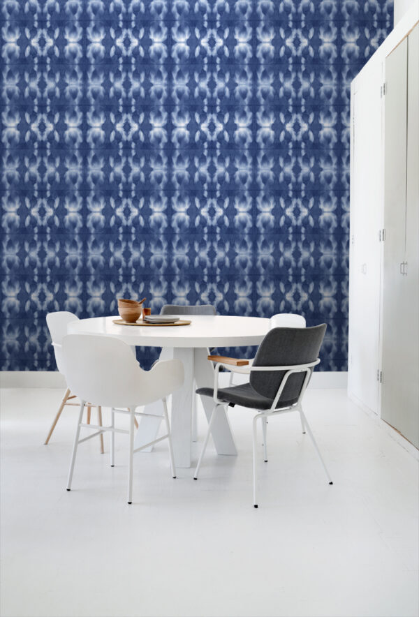 ESTAhome tapeet tie-dye shibori muster teksad - indigo sinine