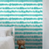 ESTAhome tapeet horisontaalsed tie-dye shibori triibud - intensiivne türkiis ja matt valge