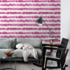 ESTAhome tapeet horisontaalsed tie-dye shibori triibud - intensiivne fuksiaroosa ja mattvalge