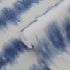 ESTAhome tapeet horisontaalsed tie-dye shibori triibud teksad indigo sinine ja matt valge