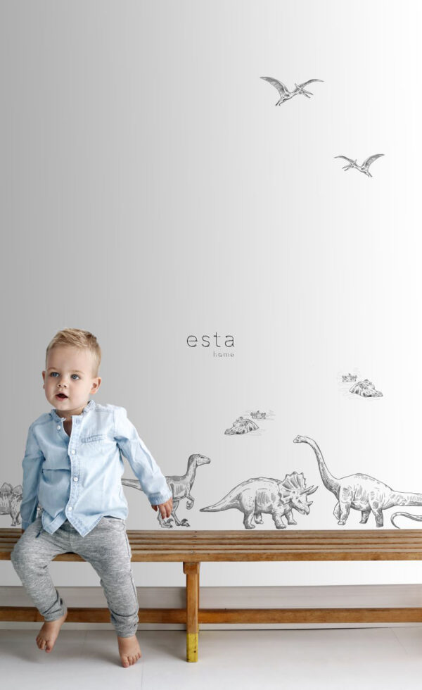 ESTAhome isekleepuv seinakleebis dinosaurused mustvalge