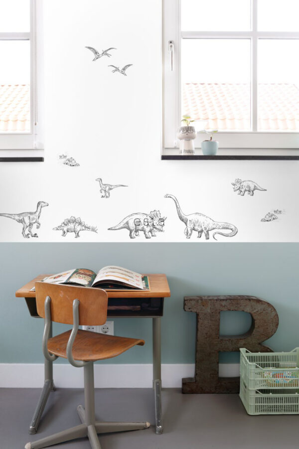 ESTAhome isekleepuv seinakleebis dinosaurused mustvalge