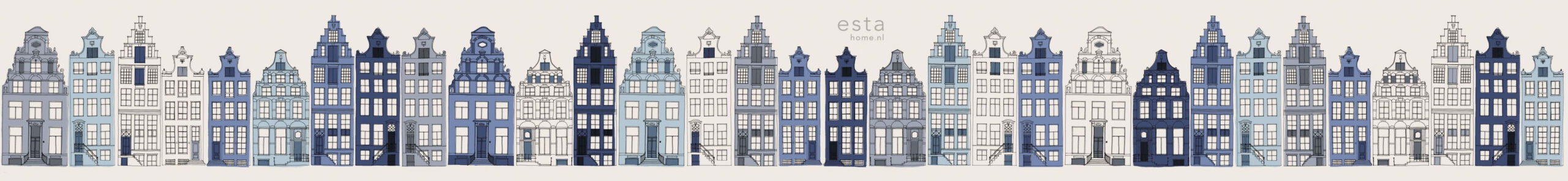 ESTAhome mittekootud tapeedi piir XXL Amsterdami kanali majad - sinine