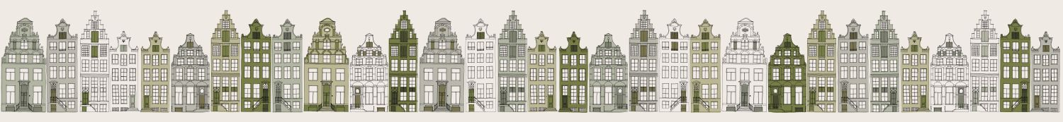 ESTAhome mittekootud tapeedi piir XXL Amsterdami kanali majad sõjaväeroheline