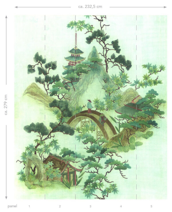 ESTAhome fototapeet chinoiserie - roheline ja pruun