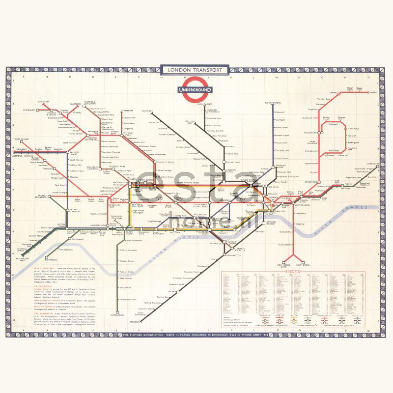 ESTAhome Londoni metroo fototapeet - beež, punane ja sinine