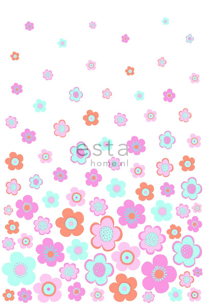 ESTAhome vintage lilled fototapeet - türkiis, roosa ja lilla