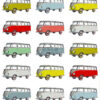 ESTAhome mittekootud tapeet XXL vintage Volkswagen Transporter - kollane, sinine, hall, punane ja roheline