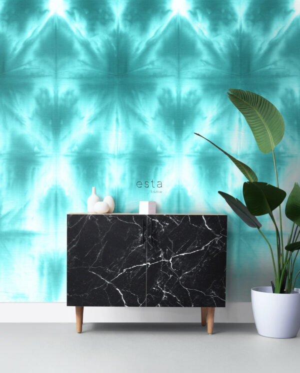 ESTAhome fototapeet seinamotiiv tie-dye shibori - intensiivne türkiissinine