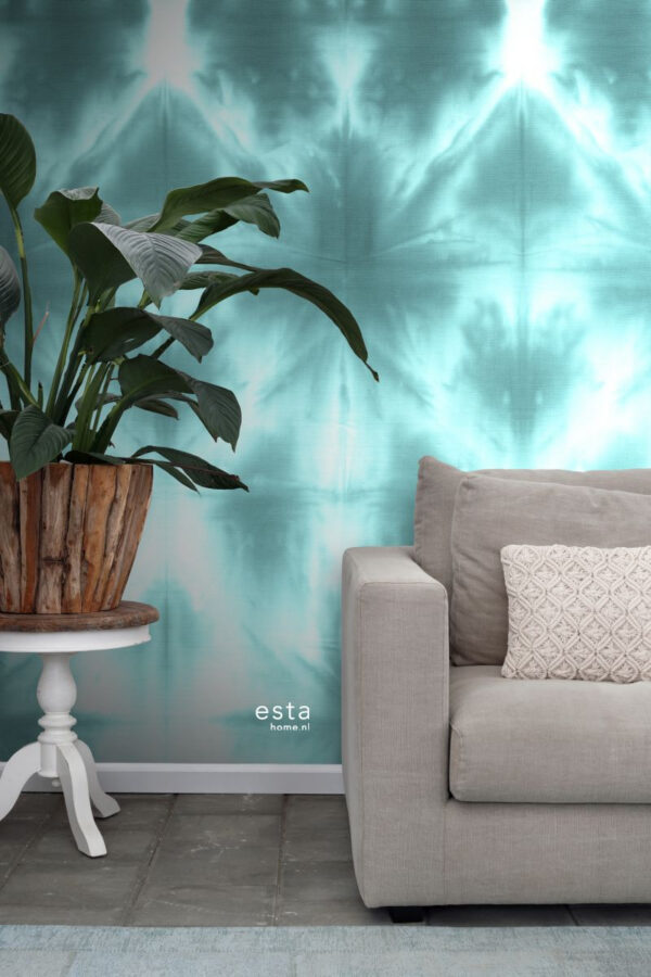 ESTAhome fototapeet seinamotiiv tie-dye shibori - intensiivne türkiissinine