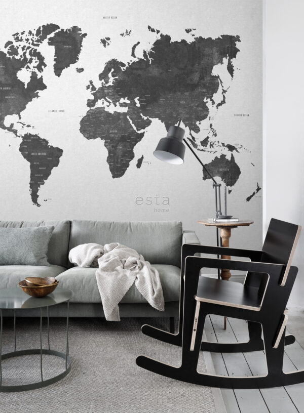 ESTAhome fototapeet vintage maailmakaart - mustvalge