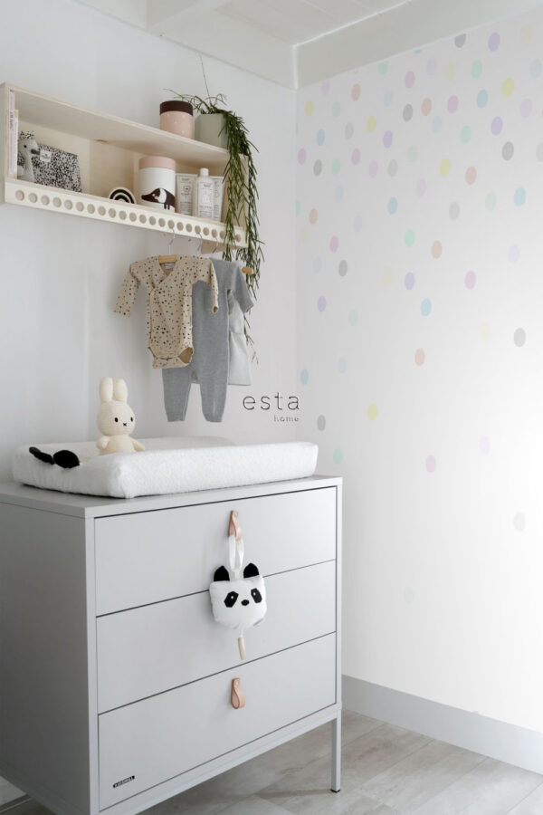 ESTAhome polkadot fototapeet - hall, kollane, lilla, heleroosa, mündiroheline, sinine ja oranž