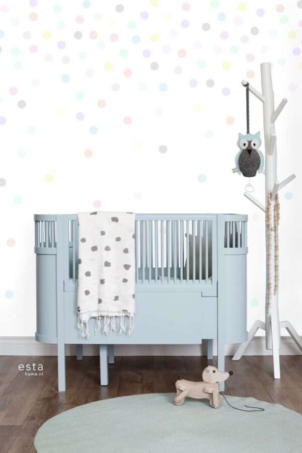ESTAhome polkadot fototapeet - hall, kollane, lilla, heleroosa, mündiroheline, sinine ja oranž