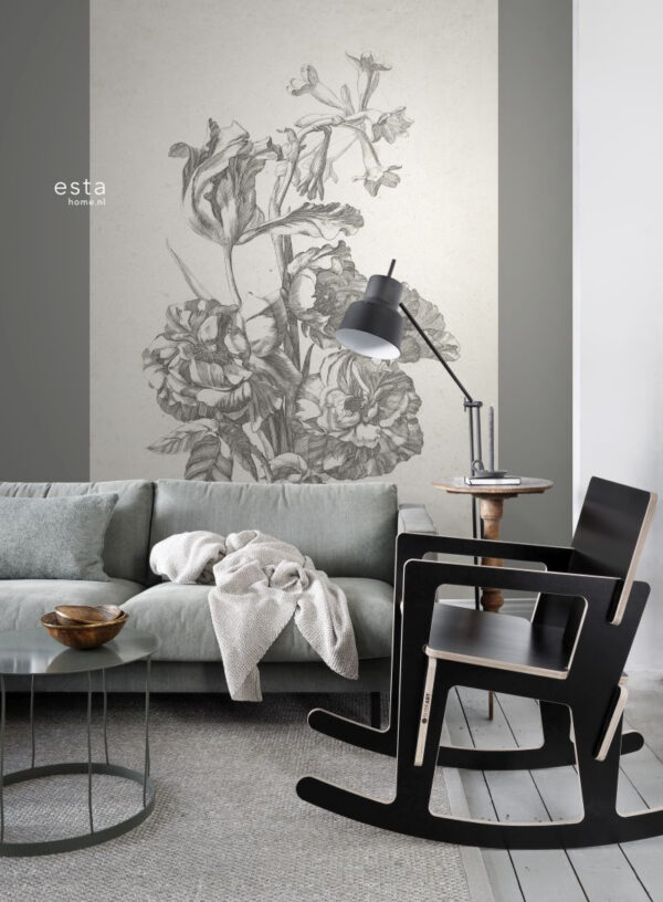 ESTAhome fototapeet vaikelu lilled - mustvalge