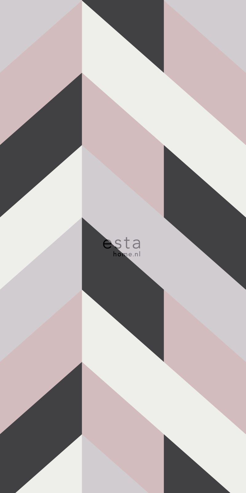 ESTAhome herringbone must-valge-antiikroosa fototapeet