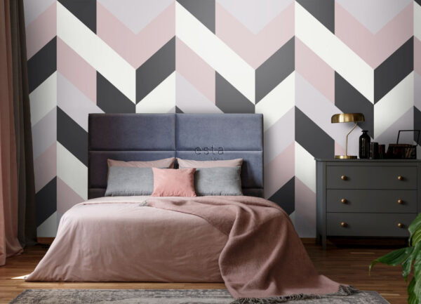 ESTAhome herringbone must-valge-antiikroosa fototapeet