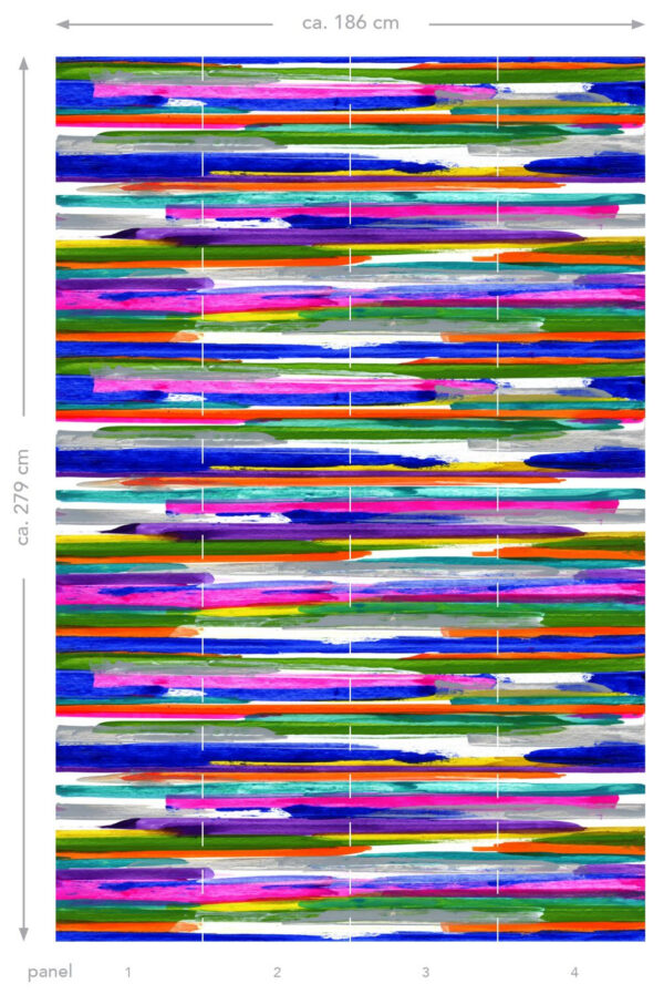 ESTAhome horisontaalsed triibud fototapeet - sinine, roheline, lilla ja roosa