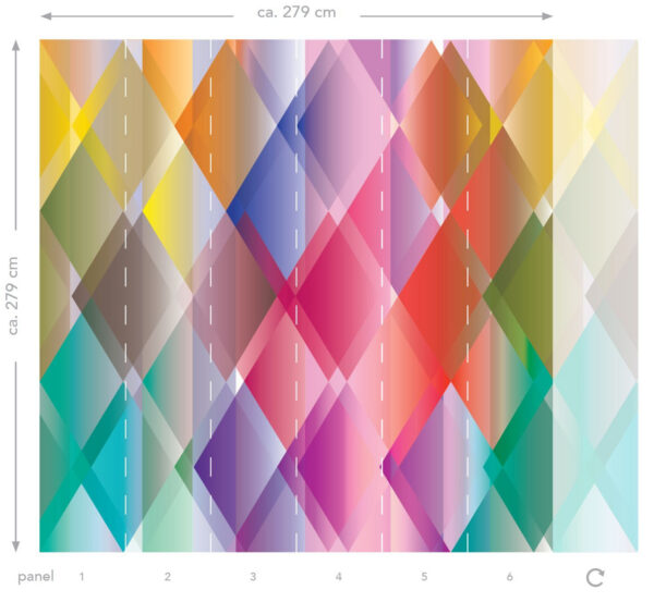 ESTAhome seinapilt gradient rombimotiiv - roosa, punane, lilla, roheline ja sinine